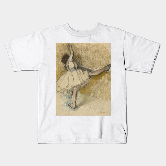 Dancer Stretching at the Bar by Edgar Degas Kids T-Shirt by Classic Art Stall